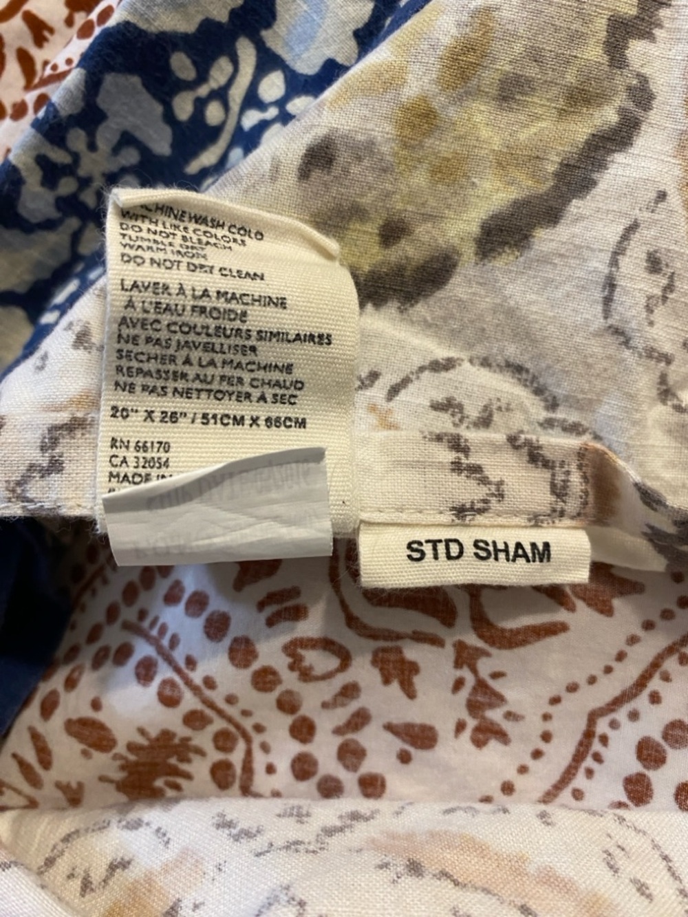 Set of 2 Anthropologie Meguro block print cotton standard shams - Picture 6 of 9